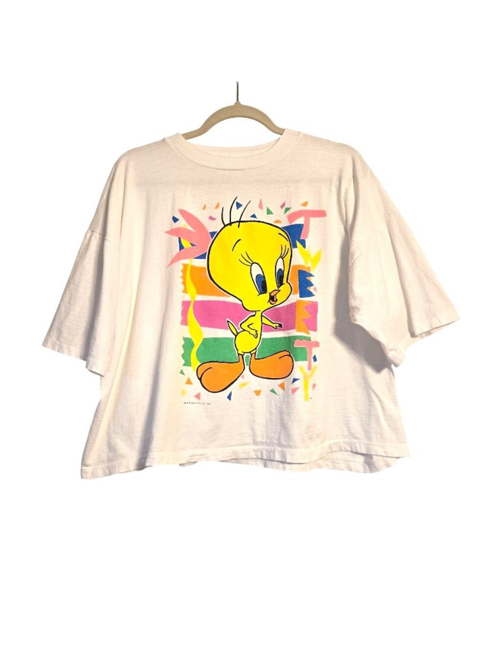 Vintage Tweety Bird Looney Tunes Graphic Cropped Boxy T-Shirt Tee 1990